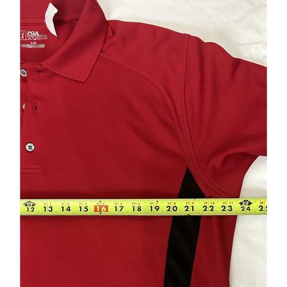 PGA Tour Pro Series Mens Red Polo Golf Shirt Black Accents Size Large - Picture 2 of 7